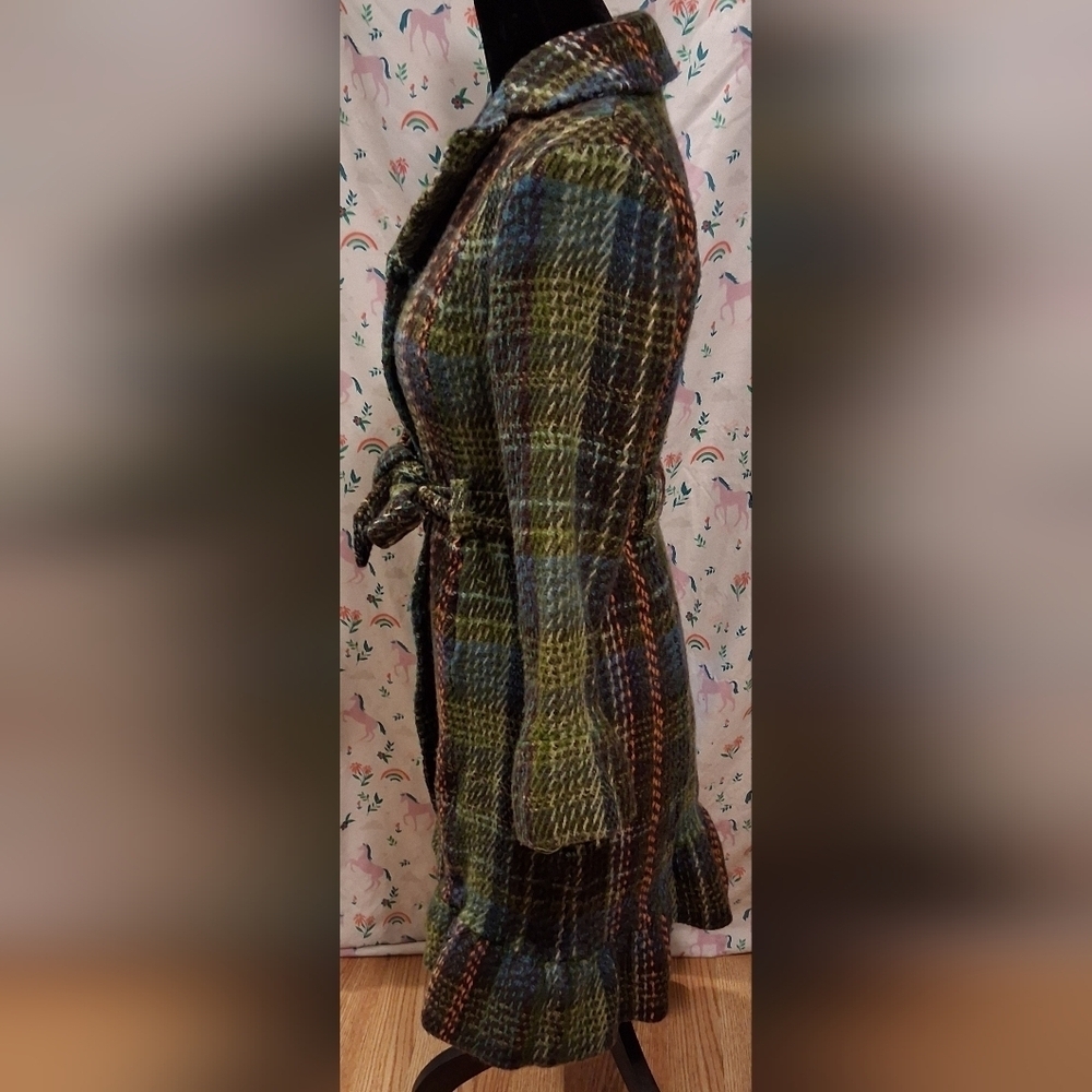 NWOT RARE Vintage Anthropologie Elevenses Tweed Princess Green Plaid Coat SZ 4 - Picture 4 of 7